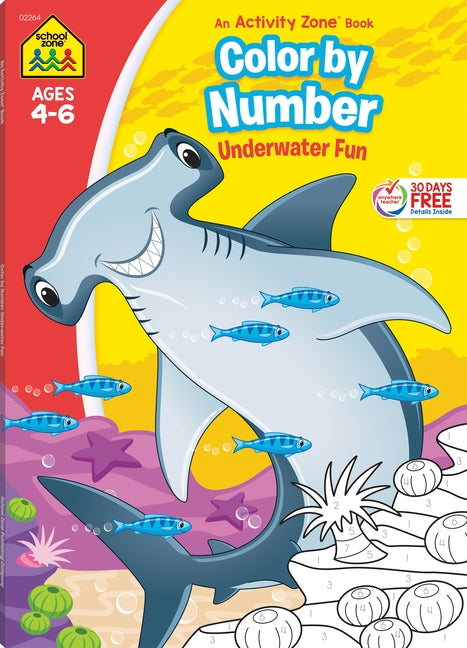 Book cover for School Zone Color by Number Underwater Fun Workbook