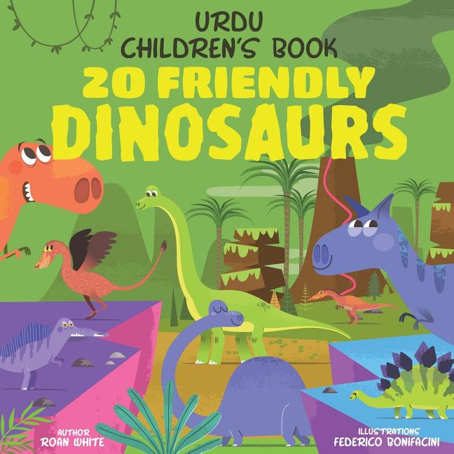 Book cover for Urdu Children's Book: 20 Friendly Dinosaurs