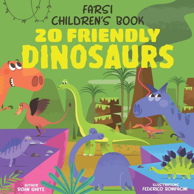Book cover for Farsi Children's Book: 20 Friendly Dinosaurs