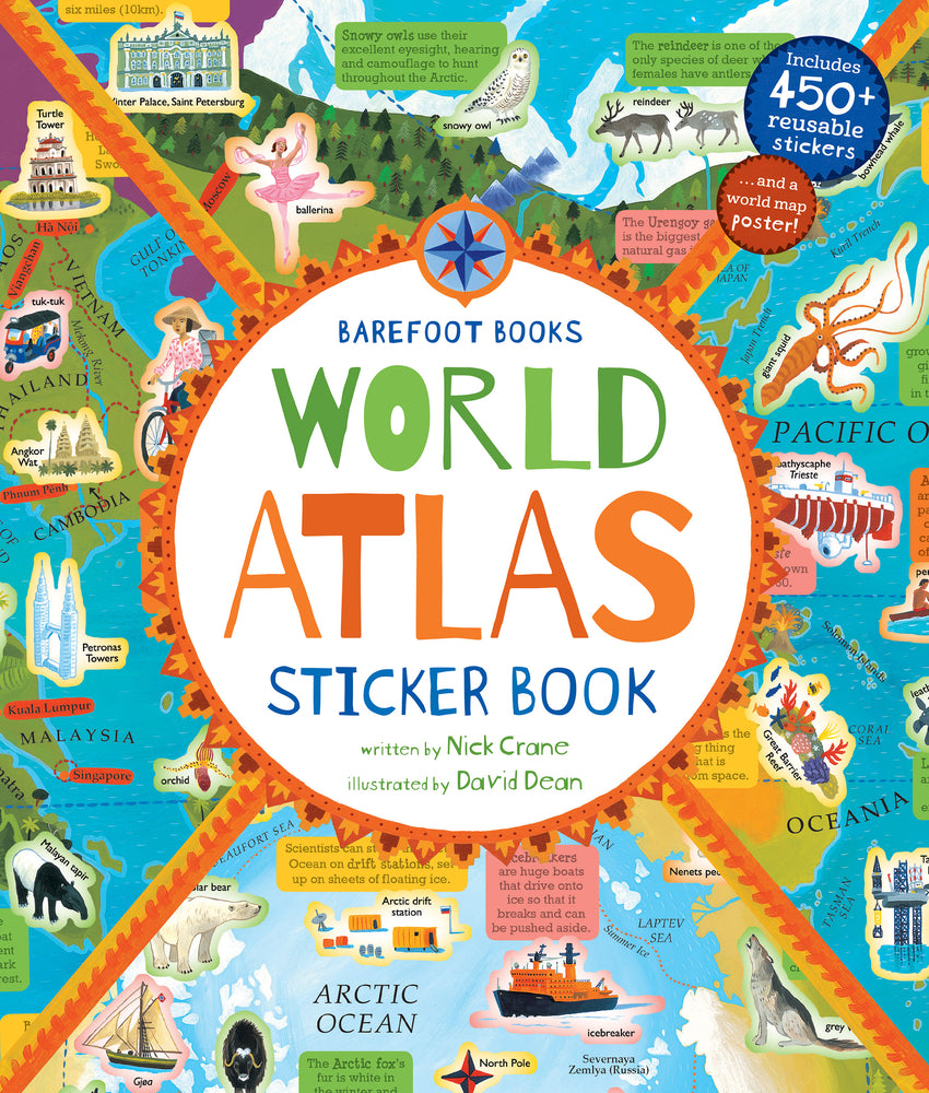 Book cover for Barefoot Books World Atlas Sticker Book