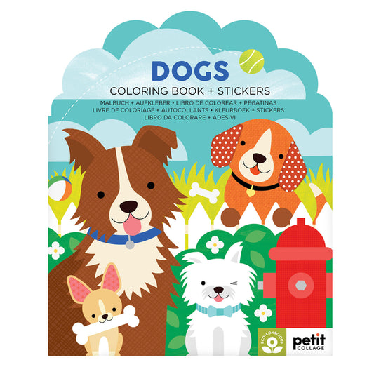 Book cover for Dogs Coloring Book + Stickers
