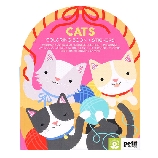 Book cover for Cats Coloring Book + Stickers