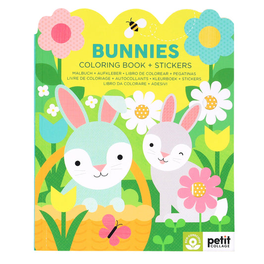 Book cover for Bunnies Coloring Book + Stickers