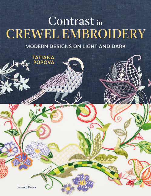 Book cover for Contrast in Crewel Embroidery: Modern Designs Stitched on Light and Dark