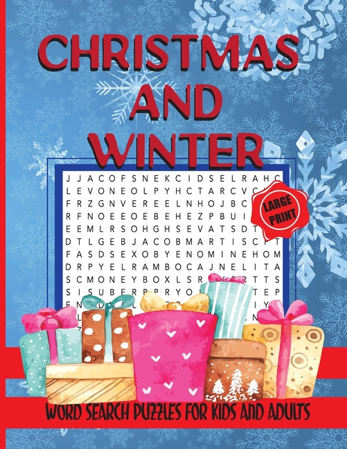 Book cover for Christmas and Winter Word Search Puzzles for Kids and Adults: 60 Jumbo Word Search Puzzles, Activity Game for Kids and Adults