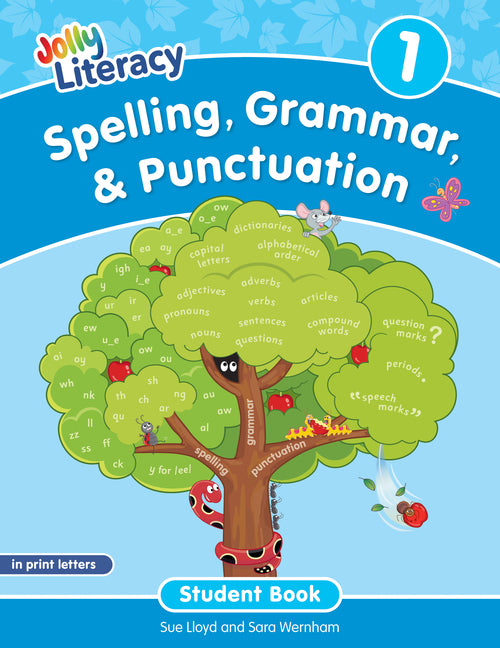 Book cover for Spelling, Grammar, & Punctuation Student Book 1: In Print Letters (American English Edition)