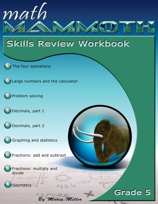 Book cover for Math Mammoth Grade 5 Skills Review Workbook
