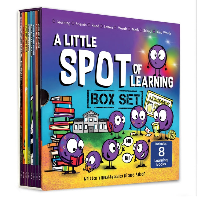 Book cover for Little Spot of Learning 8 Book Box Set (Books 33-40: Kind Words, Friendship, Learning with Emotions, Goes to School, Letters, Words, Reading, Math)