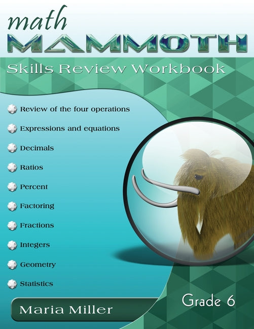 Book cover for Math Mammoth Grade 6 Skills Review Workbook