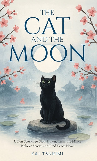 Book cover for Cat and The Moon - 33 Zen Stories: Slow Down, Calm the Mind, Relieve Stress, and Find Peace Now - Includes Reflections for Beginners