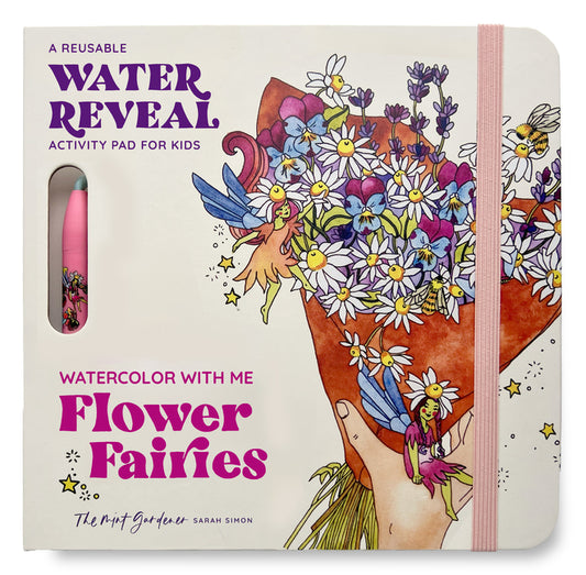 Book cover for Watercolor with Me: Flower Fairies: A Reusable Water Reveal Coloring Book for Kids Featuring Flowers and Fairies