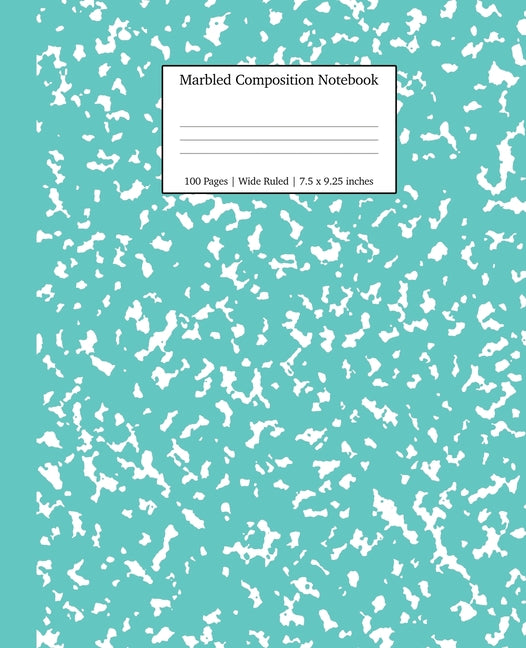 Book cover for Marbled Composition Notebook: Turquoise Marble Wide Ruled Paper Subject Book