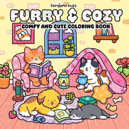 Book cover for Furry & Cozy: Coloring Book for Adults and Teens Super Cute Animal Characters & Easy, Simple Designs for Relaxation