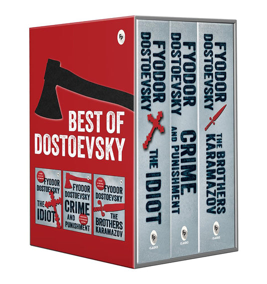 Book cover for Best of Dostoevsky Boxed Set - Timeless Masterpieces of Fyodor Dostoevsky / Crime and Punishment / The Idiot / Brothers Karamazov