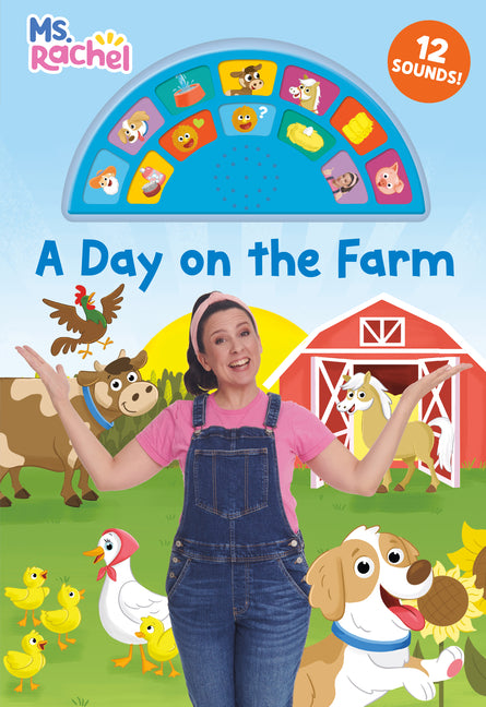 Book cover for Day on the Farm (Ms. Rachel): An Interactive Sound Book with 12 Sounds! [With Battery]