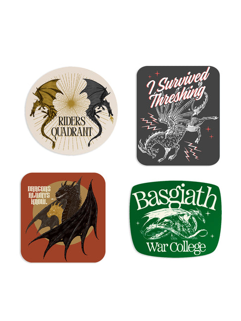 Book cover for Rebecca Yarros's Fourth Wing: Dragon Rider Stickers - Sticker Set of 4