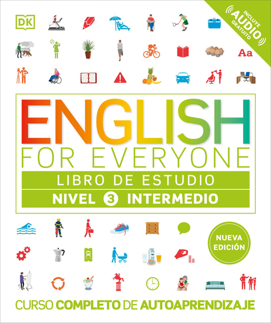 Book cover for English for Everyone Nivel 3 Intermedio: Libro de Estudio: Edición En Español