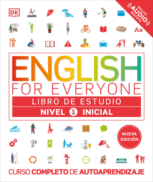 Book cover for English for Everyone Nivel 1 Inicial: Libro de Estudio: Edición En Español