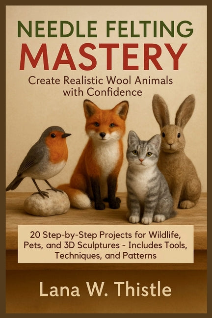 Book cover for Needle Felting Mastery: Create Realistic Wool Animals with Confidence: 20 Step-by-Step Projects for Wildlife, Pets, and 3D Sculptures - Includes Tools