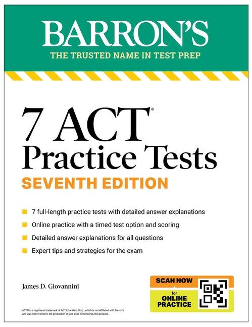 Book cover for 7 ACT Practice Tests, Seventh Edition + Online Practice (2026)
