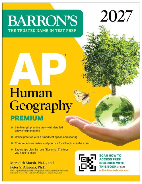Book cover for AP Human Geography Premium, 2027: Prep Book with 6 Practice Tests+ Comprehensive Review + Online Practice