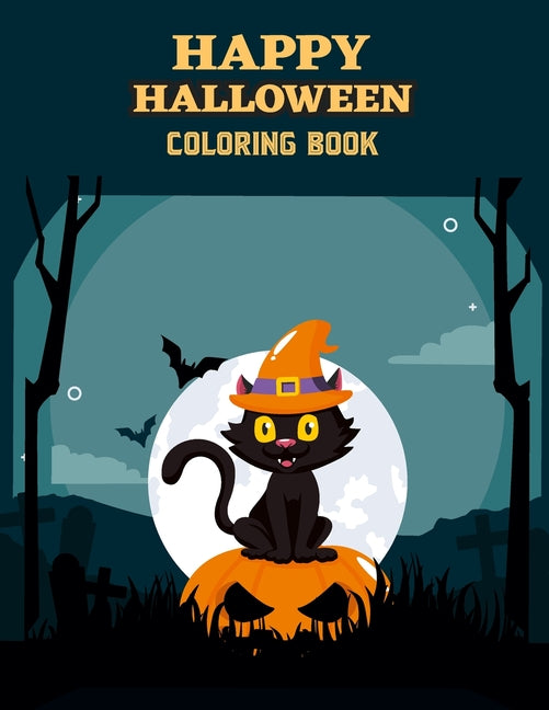 Book cover for Happy hallowen coloring book: Cute, funny coloring book for kids & adults