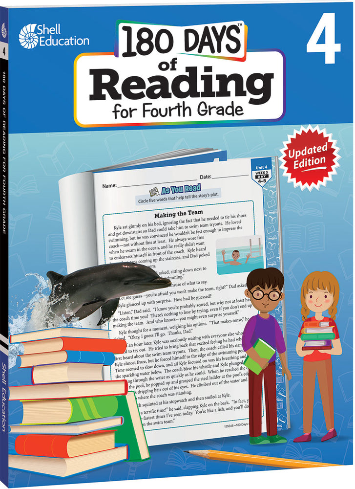 Book cover for 180 Days of Reading for Fourth Grade: Practice, Assess, Diagnose