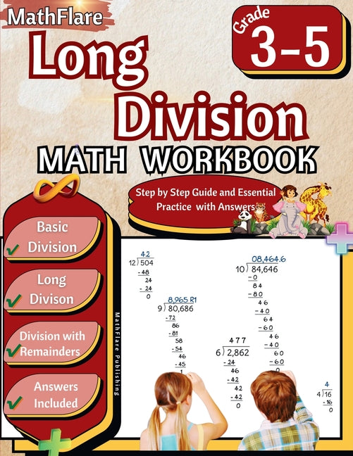 Book cover for Long Division Math Workbook 3rd to 5th Grade: Division Workbook 3-5, Long Division and Division with Remainders with Answers