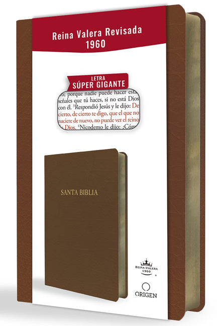 Book cover for Biblia Reina Valera Revisada 1960 Letra Súper Gigante, Símil Piel Marrón / Spanish Bible Rvr 1960 Super Giant Print, Brown Leathersoft