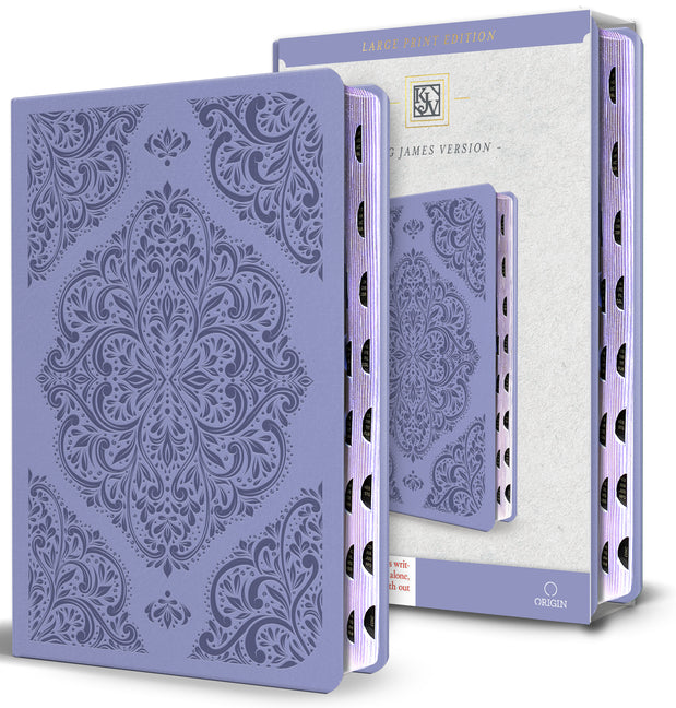 Book cover for KJV Holy Bible, Large Print Medium Format, Lavender Faux Leather W/Thumb Index and Ribbon Marker, Red Letter